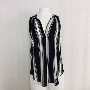 Olivaceous - Striped Sleeveless Blouse